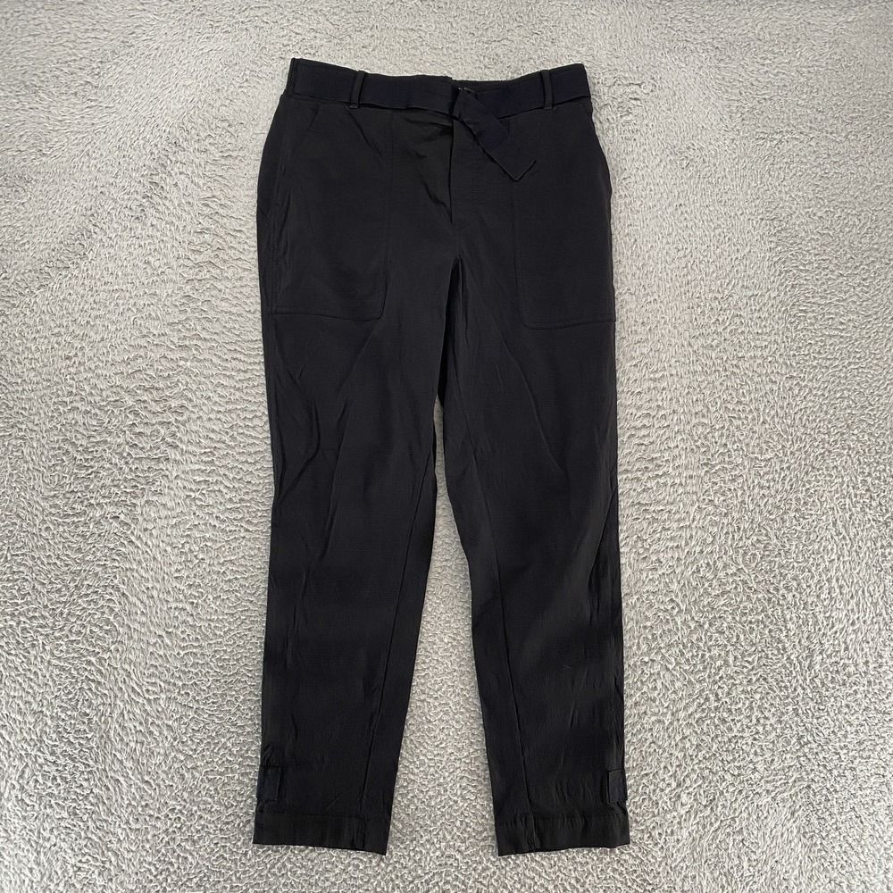Athleta Trekkie Pants Womens 6 Black Hiking Track Pants Belted Stretch
